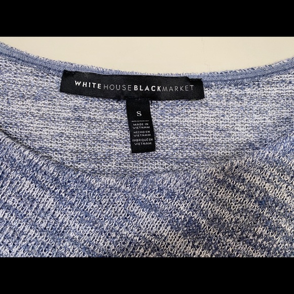 White House Black Market Sparkle Blue Gray Silver Cross Front Knit Top Small - Picture 6 of 8